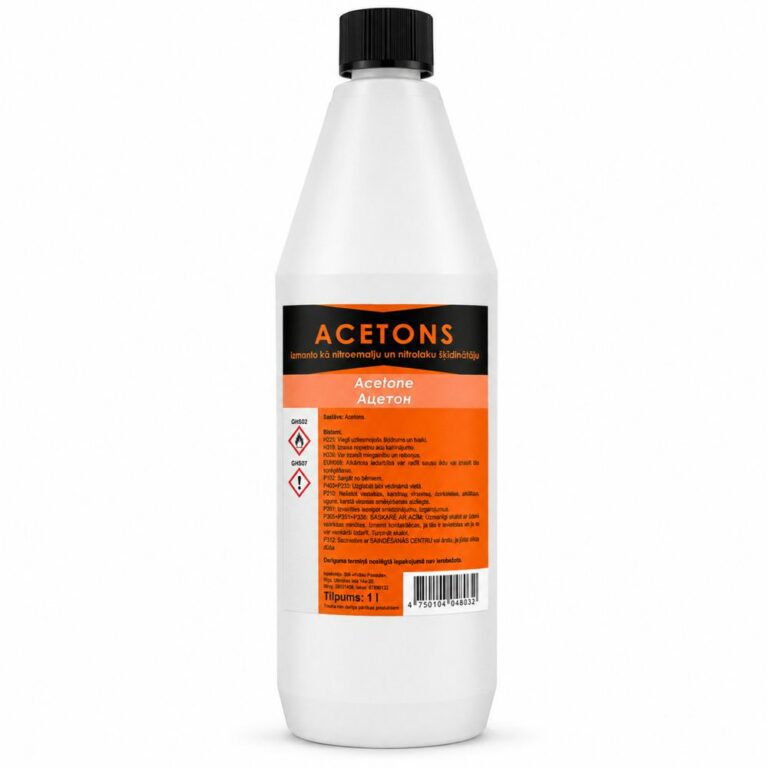 Acetons 1 L tīrīšanai, attaukošanai un kompozītmateriālu sveķu palieku noņemšanai