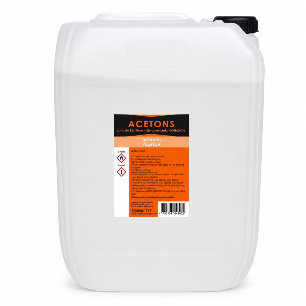 Acetons 20 L kompozītmateriālu ražošanai, sveķu palieku tīrīšanai un attaukošanai