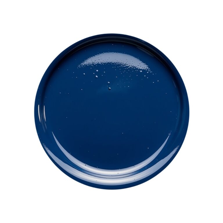 Zils (RAL 5003, Sapphire Blue) ar otu vai rullīti klājams gelkouts Crystic GT-600 (Scott Bader) uz balta fona